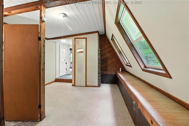 3223 Georges Dr, Saint Albans, WV 25177 - corridor with a wood ceiling with exposed beams and wooden walls