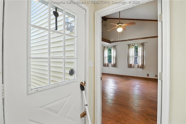 3223 Georges Dr, Saint Albans, WV 25177 - entryway featuring a ceiling fan and wood finished floors