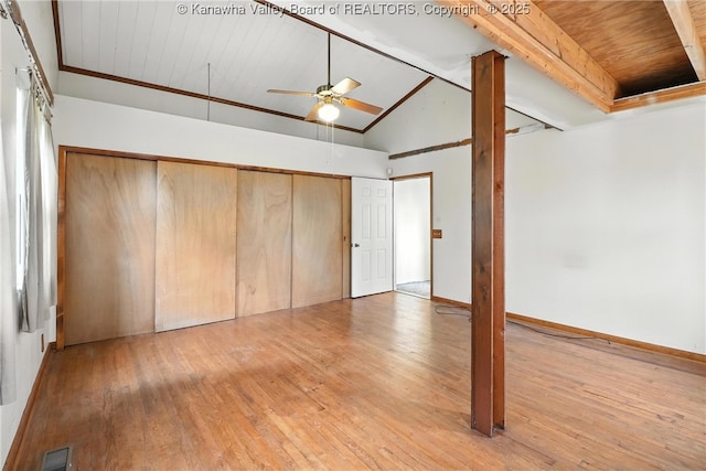 3223 Georges Dr, Saint Albans, WV 25177 - unfurnished bedroom with wood-type flooring, wooden ceiling, and a closet