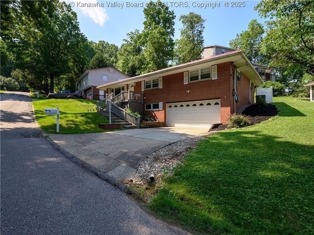 806 Whispering Way S, Charleston, WV 25303 - ranch-style home with brick siding, asphalt driveway, an attached garage, and a front yard