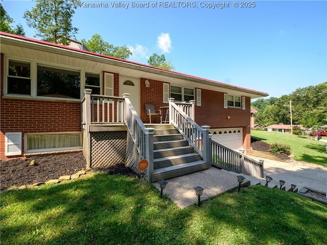 806 Whispering Way S, Charleston, WV 25303 - ranch-style home with brick siding, a porch, concrete driveway, and a garage