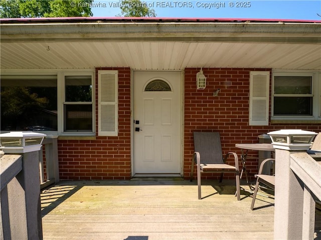 806 Whispering Way S, Charleston, WV 25303 - entrance to property with a wooden deck and brick siding
