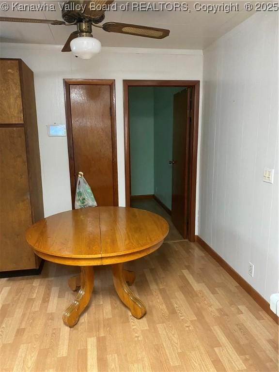 510 S Railway St, Cedar Grove, WV 25039 - dining area with light wood-style floors and a ceiling fan