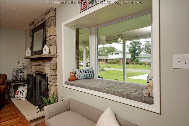 1204 Highland Dr, Saint Albans, WV 25177 - entryway with wood finished floors and a fireplace
