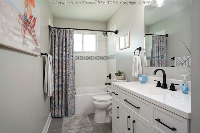 1204 Highland Dr, Saint Albans, WV 25177 - bathroom featuring vanity, shower / bath combination with curtain, and tile patterned floors