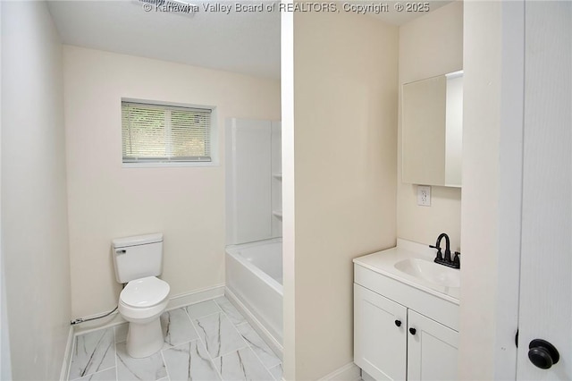 4013 Seymour Ln, Charleston, WV 25313 - full bathroom featuring vanity and marble finish flooring
