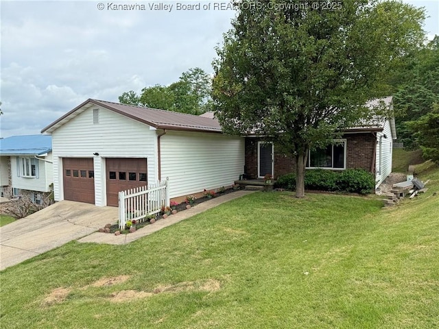 5005 Buffy Dr, Cross Lanes, WV 25313 - single story home featuring an attached garage, driveway, a front lawn, and a metal roof