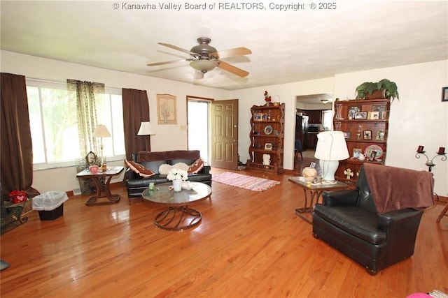 5005 Buffy Dr, Cross Lanes, WV 25313 - living area with light wood-style flooring and a ceiling fan