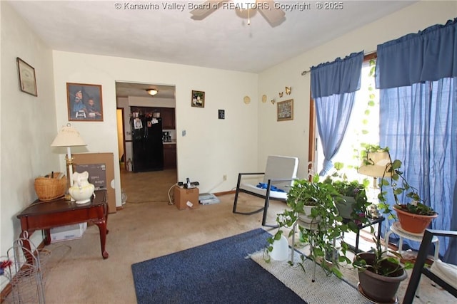 5005 Buffy Dr, Cross Lanes, WV 25313 - living room featuring carpet floors and ceiling fan