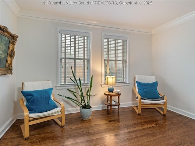 5 Manor Pl, Charleston, WV 25311 - sitting room featuring ornamental molding, wood finished floors, and healthy amount of natural light