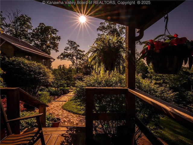 114 Shady Ln, Winfield, WV 25213 - view of deck at dusk