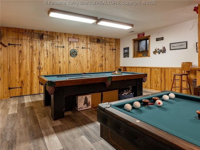 114 Shady Ln, Winfield, WV 25213 - rec room with pool table, wooden walls, wood finished floors, and a wainscoted wall