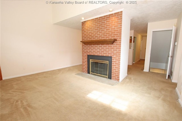 1302 Hunters Ridge Rd, Charleston, WV 25314 - unfurnished living room featuring a fireplace and carpet