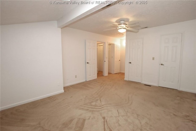 1302 Hunters Ridge Rd, Charleston, WV 25314 - unfurnished bedroom with carpet floors, a ceiling fan, and beam ceiling