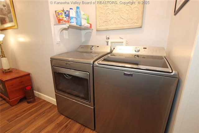 1500 Longridge Rd, Charleston, WV 25314 - laundry area with washing machine and dryer and wood finished floors