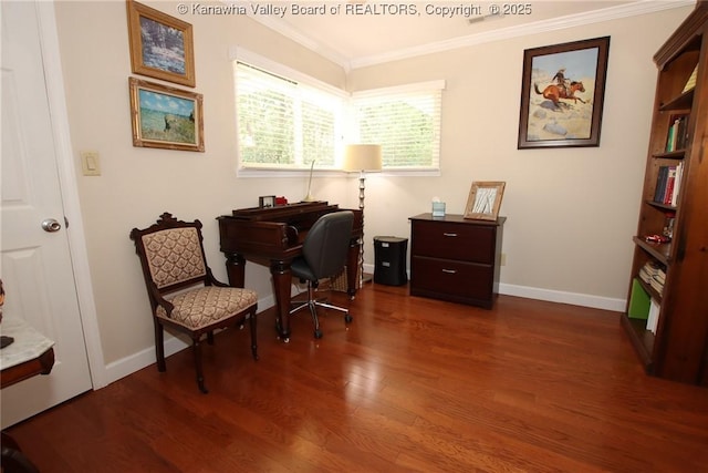 1500 Longridge Rd, Charleston, WV 25314 - home office featuring crown molding and wood finished floors