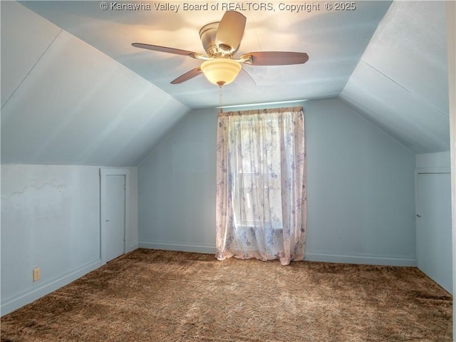 567 Garrison Ave, Charleston, WV 25302 - additional living space featuring lofted ceiling, carpet, and a ceiling fan
