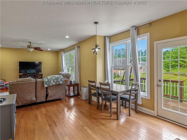 35 Hyde Park Rd, Winfield, WV 25213 - dining space with light wood-style floors, a ceiling fan, and recessed lighting