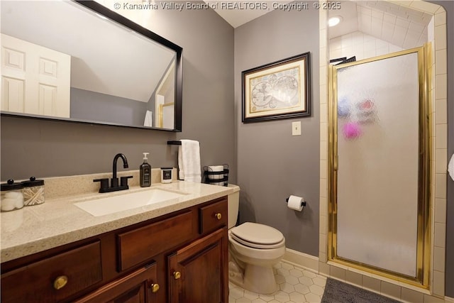135 E Ridge Rd, Charleston, WV 25314 - full bath featuring vanity, tile patterned flooring, and a shower stall