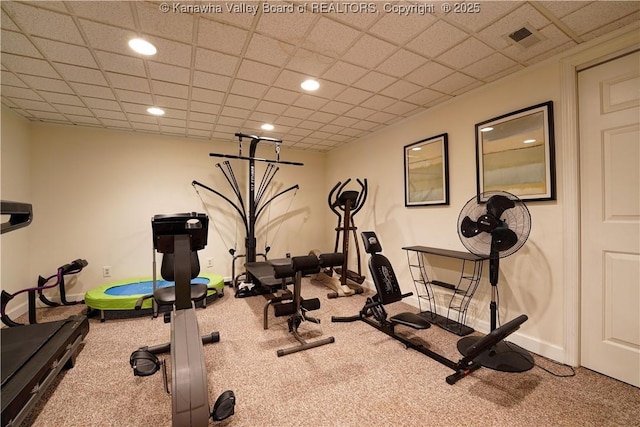135 E Ridge Rd, Charleston, WV 25314 - exercise area with carpet, recessed lighting, and a drop ceiling