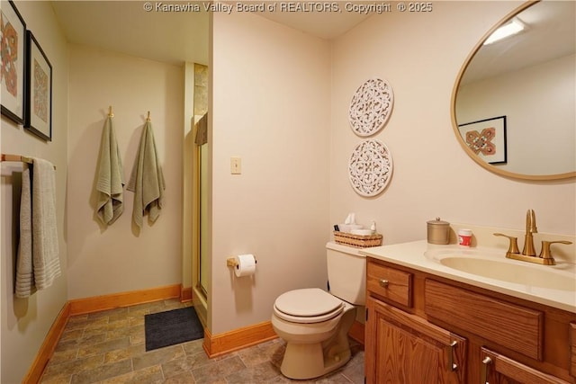 135 E Ridge Rd, Charleston, WV 25314 - bathroom with vanity, a shower stall, and stone finish flooring