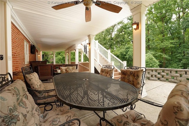 135 E Ridge Rd, Charleston, WV 25314 - view of patio featuring outdoor dining area, stairway, and an outdoor living space