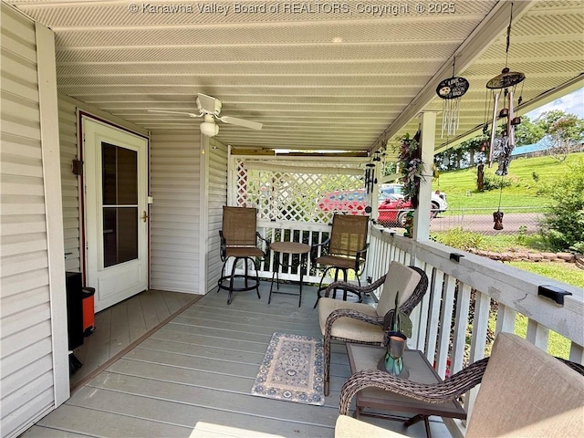 169 Myrtle Tree Rd, South Charleston, WV 25309 - wooden porch featuring a ceiling fan