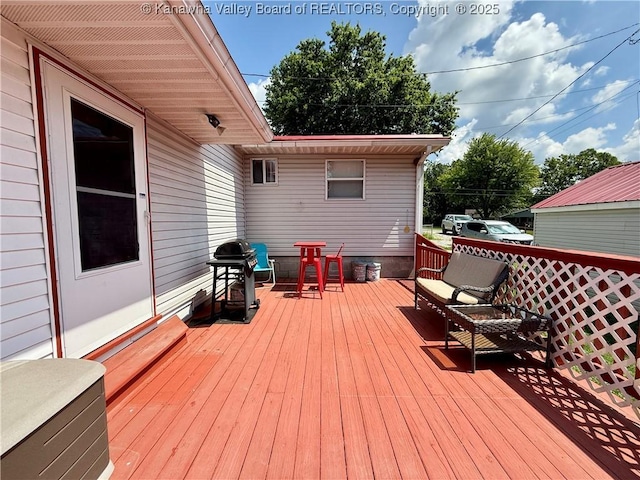 169 Myrtle Tree Rd, South Charleston, WV 25309 - wooden terrace with grilling area