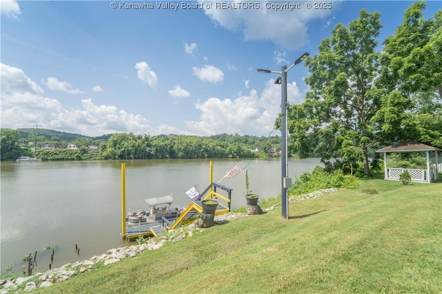 1324 Kanawha Ave, Dunbar, WV 25064 - water view with a gazebo and a boat dock