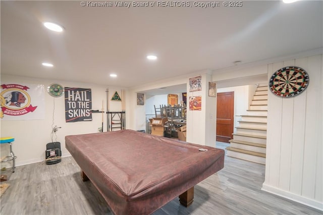 1324 Kanawha Ave, Dunbar, WV 25064 - recreation room with recessed lighting, wood finished floors, and billiards table