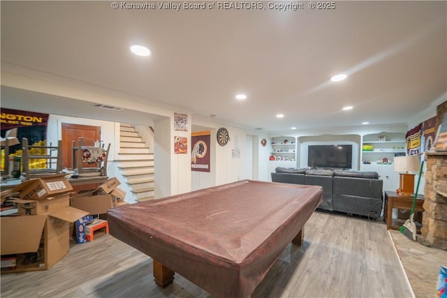 1324 Kanawha Ave, Dunbar, WV 25064 - recreation room featuring wood finished floors, billiards, and recessed lighting