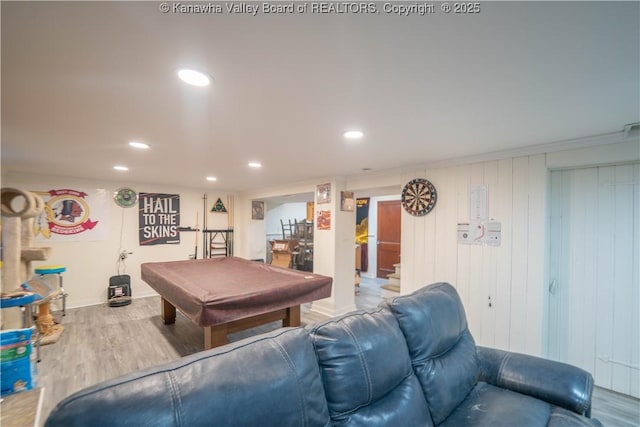 1324 Kanawha Ave, Dunbar, WV 25064 - rec room with billiards, wood finished floors, and recessed lighting