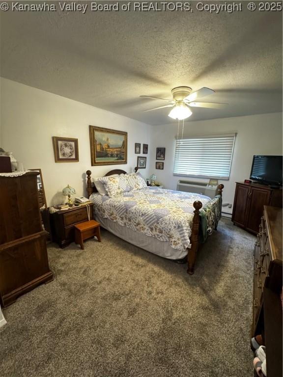 1198 Caney Branch Rd, Chapmanville, WV 25508 - bedroom featuring carpet flooring, a textured ceiling, and ceiling fan