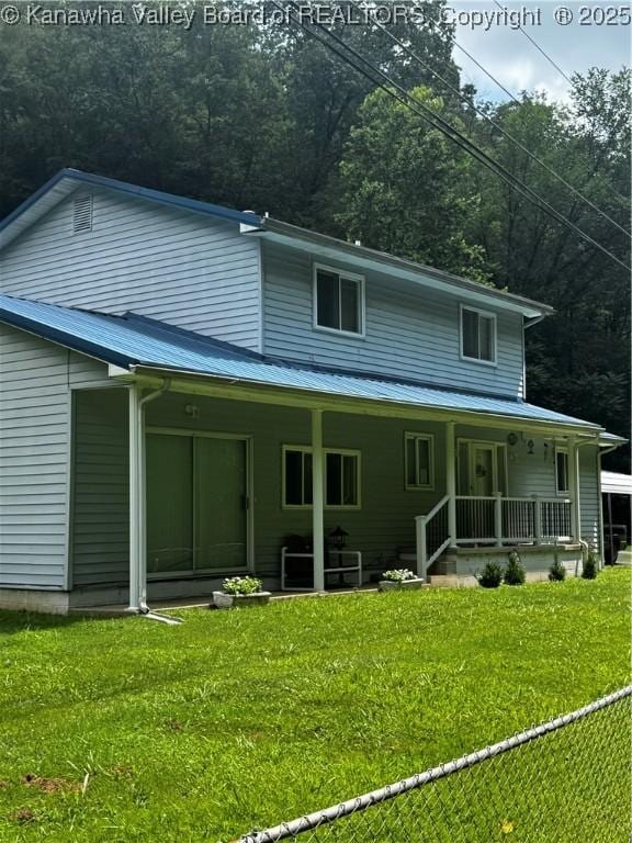 1198 Caney Branch Rd, Chapmanville, WV 25508 - rear view of property featuring covered porch and a metal roof