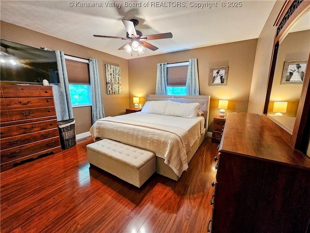 438 Tanglewood Dr, Point Pleasant, WV 25550 - bedroom featuring wood finished floors and ceiling fan