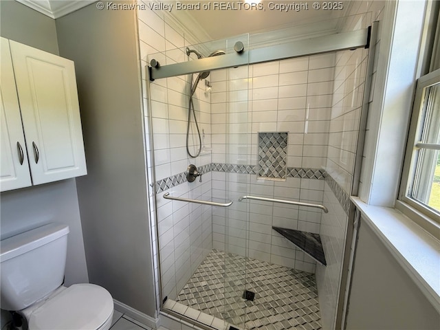 255 Stoney Brook Dr, Point Pleasant, WV 25550 - full bathroom with crown molding and a stall shower