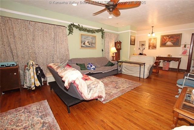 4261 Washington St W, Dunbar, WV 25313 - living area with a ceiling fan and wood finished floors
