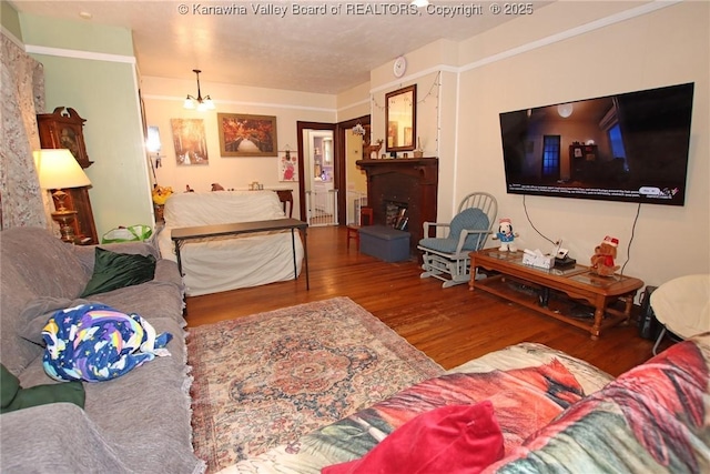 4261 Washington St W, Dunbar, WV 25313 - living room featuring wood finished floors and a fireplace