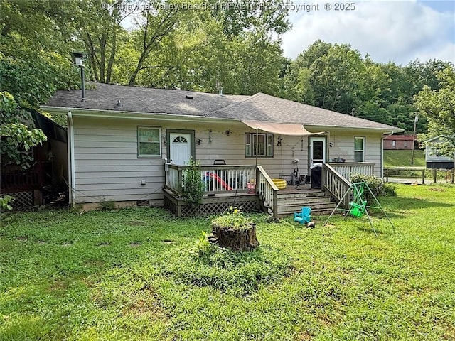4261 Washington St W, Dunbar, WV 25313 - back of property with a wooden deck and roof with shingles
