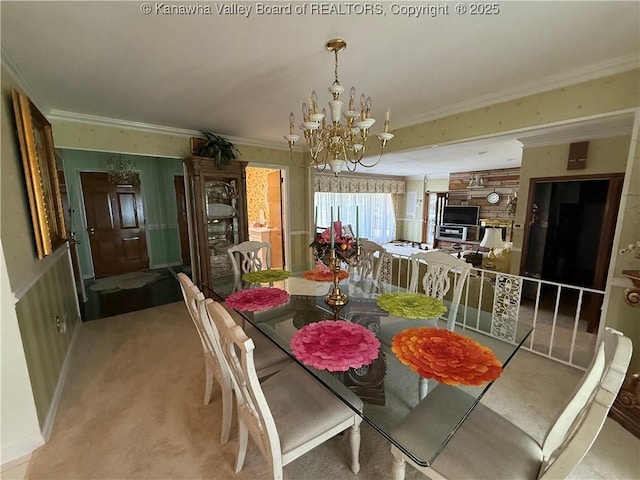 105 Sayer Cir, Logan, WV 25601 - dining room featuring a chandelier, crown molding, and carpet flooring