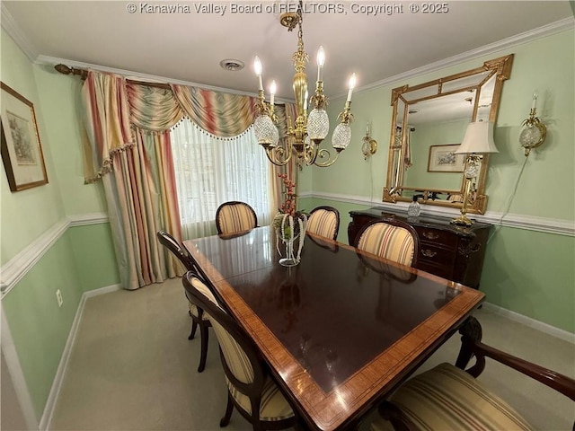105 Sayer Cir, Logan, WV 25601 - carpeted dining area featuring a chandelier and crown molding