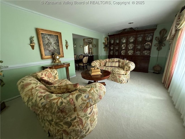 105 Sayer Cir, Logan, WV 25601 - living room featuring carpet flooring and ornamental molding