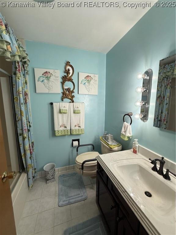 105 Sayer Cir, Logan, WV 25601 - bathroom with vanity, tile patterned floors, and shower / tub combo