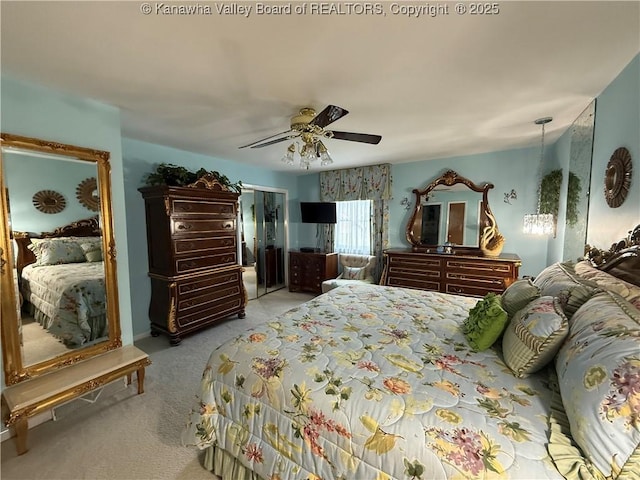 105 Sayer Cir, Logan, WV 25601 - bedroom featuring carpet floors, a closet, and a ceiling fan