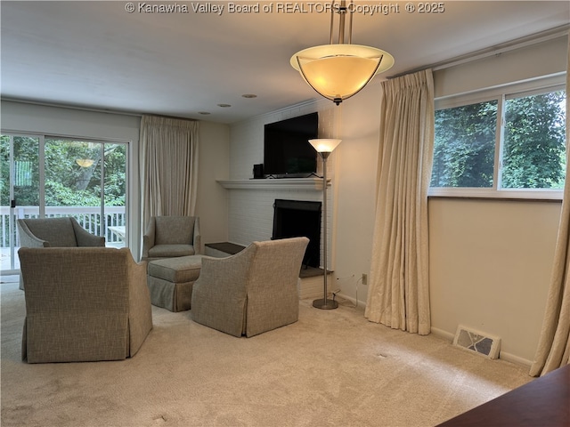 119 Swarthmore Ave, Charleston, WV 25302 - living area featuring a fireplace and carpet floors