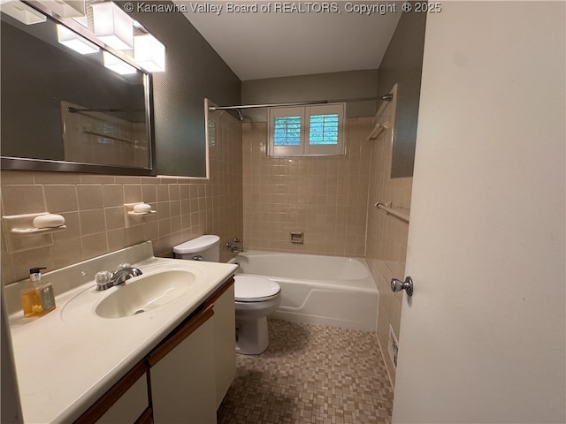119 Swarthmore Ave, Charleston, WV 25302 - full bathroom with shower / bath combination, vanity, and tile walls