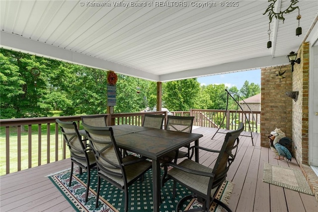 182 Summer Dr, Culloden, WV 25510 - wooden terrace featuring outdoor dining space