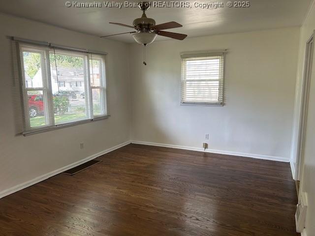3503 Virginia Ave SE, Charleston, WV 25304 - spare room featuring dark wood-type flooring and ceiling fan