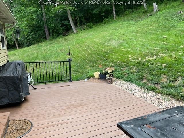 14 Perkins Way, Cross Lanes, WV 25313 - wooden terrace with a yard and a grill