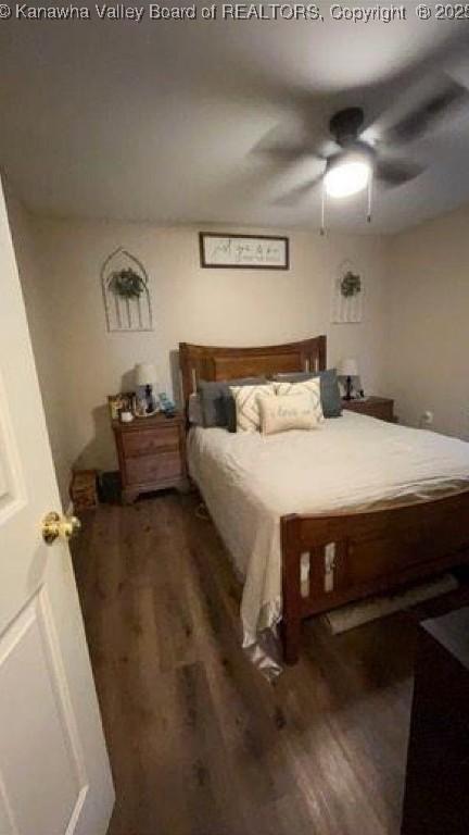 59 Pleasant Ln, Grantsville, WV 25147 - bedroom with wood finished floors and ceiling fan